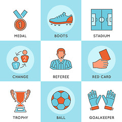 Image showing Soccer Thin Lines Color Web Icon Set
