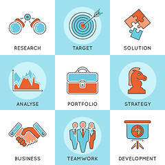 Image showing Business Strategy Thin Lines Color Web Icon Set