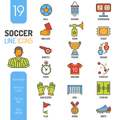 Image showing Soccer Thin Lines Color Web Icon Set