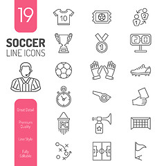 Image showing Soccer Thin Lines Web Icon Set