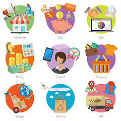 Image showing Internet Shopping and Delivery Flat Icon Set