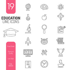 Image showing Online Education Thin Lines Web Icon Set