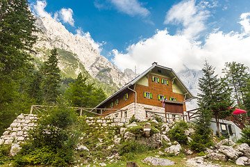 Image showing Aljaz Lodge in the Vrata Valley, Slovenia.