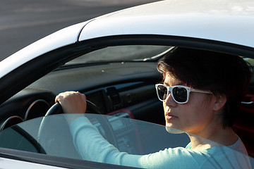 Image showing Woman Driving a Sports Car