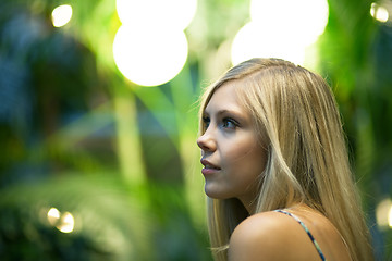 Image showing Contemplative Blonde Woman