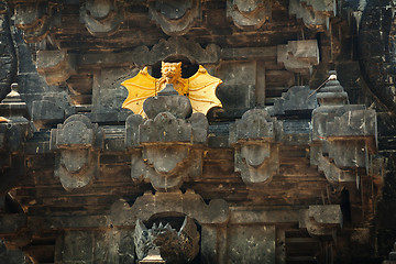 Image showing Intricate Facade of Goa Lawah Bat Cave Temple in Bali, Indonesia