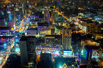 Image showing Brightly Lit, Nightime Skyline of a City in Asia