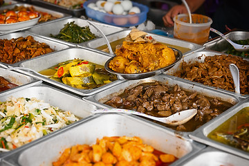 Image showing Array of Fresh Foods at a typical eatery in Southeast Asia