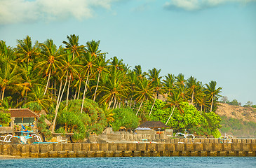 Image showing Rock Wall protecting Candidasa Town on the Coast of Bali, Indone