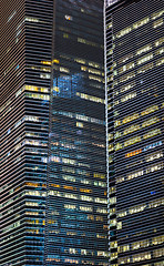 Image showing Closeup of Urban Skyscrapers at Night