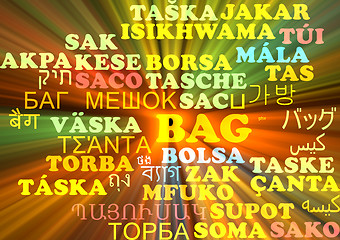 Image showing Bag multilanguage wordcloud background concept glowing