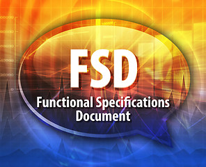 Image showing FSD acronym definition speech bubble illustration