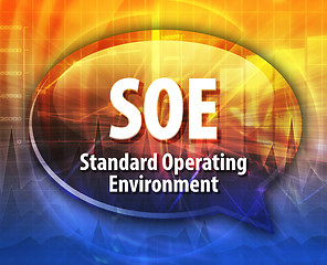 Image showing SOE acronym definition speech bubble illustration