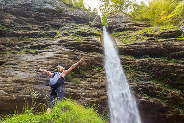 Image showing Active sporty woman relaxing in beautiful nature.