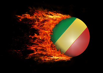 Image showing Flag with a trail of fire - Congo