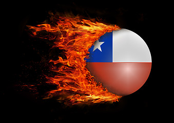 Image showing Flag with a trail of fire - Chile