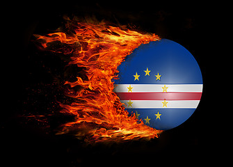 Image showing Flag with a trail of fire - Cape Verde