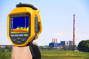 Image showing Record at the Chimney of energy station with thermal cameras 