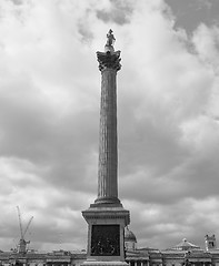 Image showing Black and white Nelson Column in London