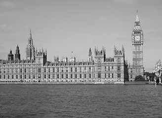 Image showing Black and white Houses of Parliament in London