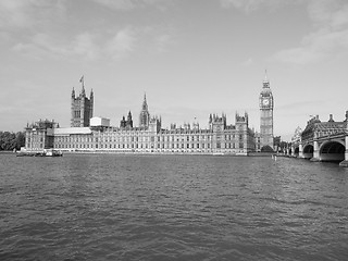 Image showing Black and white Houses of Parliament in London