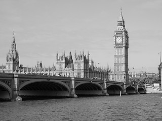 Image showing Black and white Houses of Parliament in London