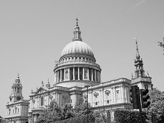 Image showing Black and white St Paul Cathedral in London