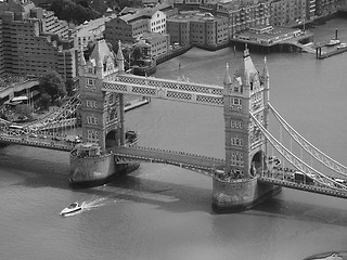 Image showing Black and white Aerial view of London