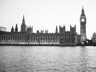 Image showing Black and white Houses of Parliament in London