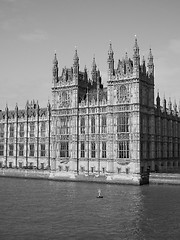 Image showing Black and white Houses of Parliament in London