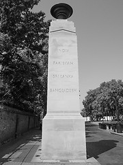 Image showing Black and white Memorial Gates in London