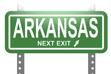 Image showing Arkansas green sign board isolated 