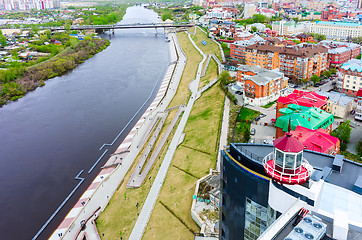 Image showing Pedestrian quay on Tura river Tyumen. Russia