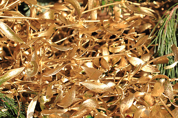 Image showing gold mistletoe christmas background