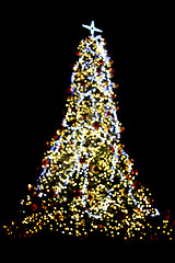 Image showing christmas tree from color lights
