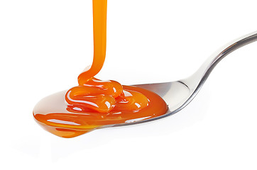 Image showing spoon of caramel sauce