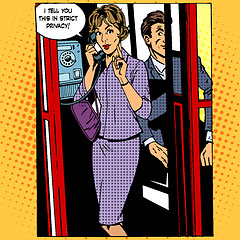 Image showing Privacy surveillance phone conversation woman