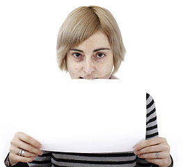 Image showing Woman holding a paper