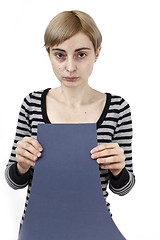 Image showing Woman holding a paper