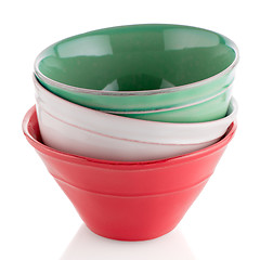 Image showing Three colored bowls