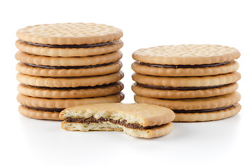 Image showing Sandwich biscuits with chocolate filling