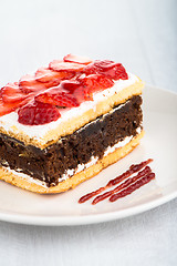 Image showing Chocolate strawberry cake 