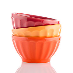 Image showing Three colored bowls