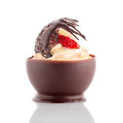 Image showing Strawberry and chocolate pastry mousse