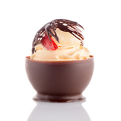 Image showing Strawberry and chocolate pastry mousse