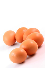 Image showing six brown eggs