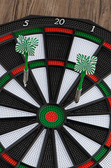 Image showing Dart board with darts