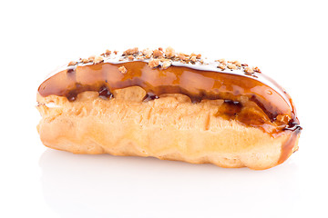 Image showing Eclair with caramel decoration