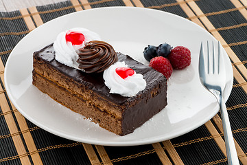 Image showing Piece of chocolate cake