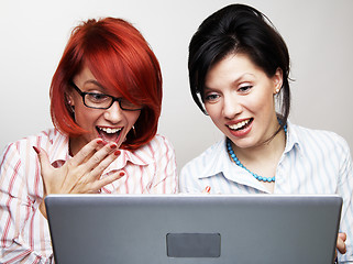 Image showing Two businesswomen are very surprised